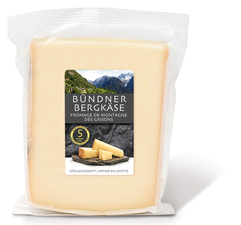 Fromages des montagnes grisonnes - Bündner Bergkäse - nouvelle étiquette étiquette Denner